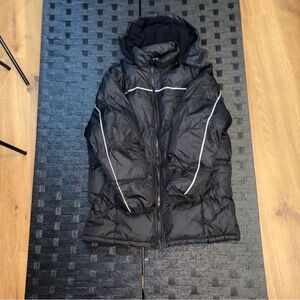 Bleu osprey black puffer coat unisex size L Detachable hood